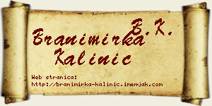 Branimirka Kalinić vizit kartica